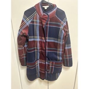 Coldwater Creek Cheyenne BackCountry Fleece Coat Size M Plaid Mock Neck Jacket